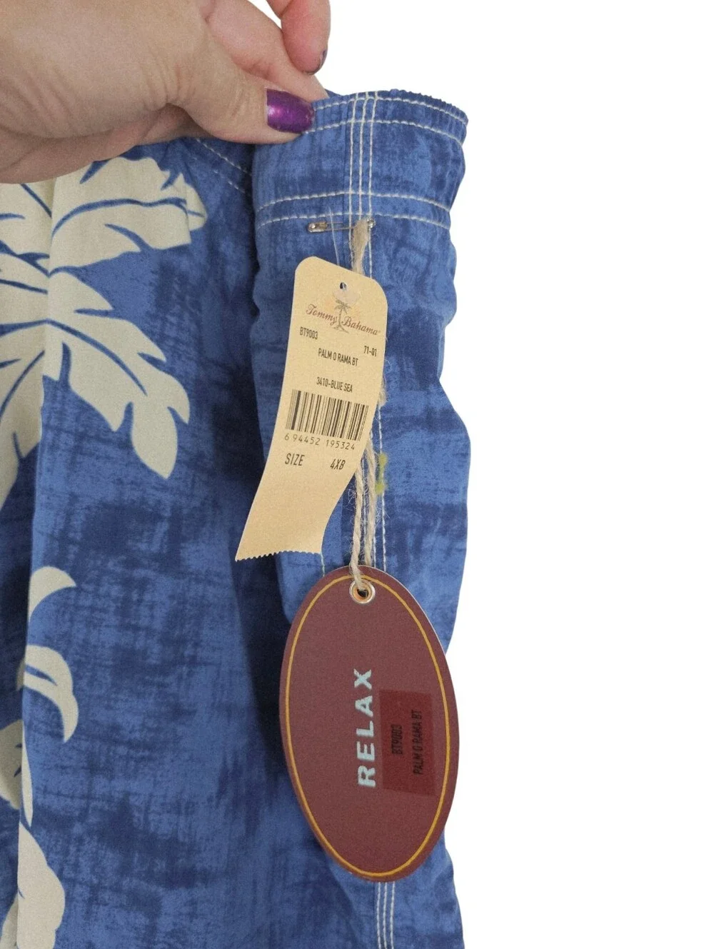 Tommy Bahama Palm-O-Rama Blue Tropical Swim Trunks NWT 4XB